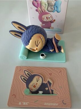 Pop Mart X THE MONSTERS Labubu: Lazy Yoga series Americano